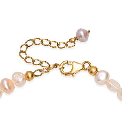 Peach Fresh Water Pearl Sun-Drenched Bracelet in 18K Vermeil Yellow Gold Over Sterling Silver (7.25-9.25In)