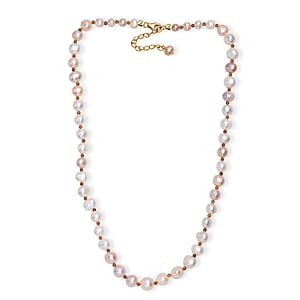 D'Joy Fresh Water Pearl and Ratnapura Hessonite Garnet 8.00 ctw Necklace in 18K Vermeil Yellow Gold Over Sterling Silver 18 Inches