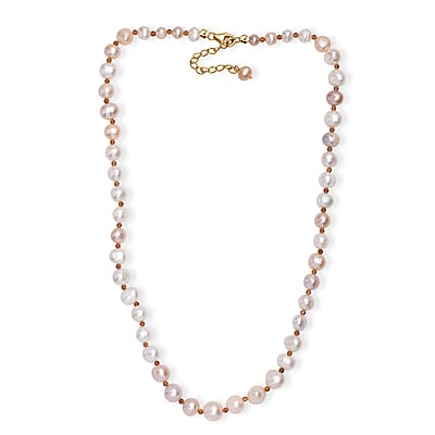 D'Joy Fresh Water Pearl and Ratnapura Hessonite Garnet 8.00 ctw Necklace in 18K Vermeil Yellow Gold Over Sterling Silver 18 Inches
