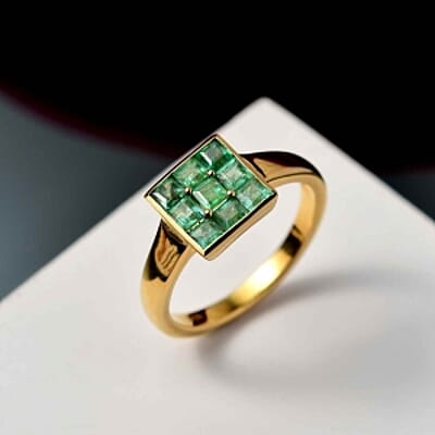 Kagem Zambian Emerald 0.89 ctw Ring in Vermeil Yellow Gold Over Sterling Silver (Size 9)