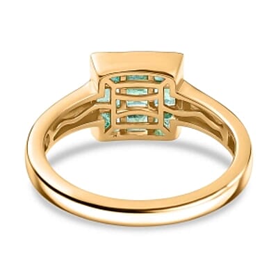 Kagem Zambian Emerald 0.89 ctw Ring in Vermeil Yellow Gold Over Sterling Silver (Size 9)