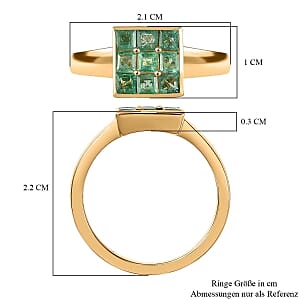 Kagem Zambian Emerald 0.89 ctw Ring in Vermeil Yellow Gold Over Sterling Silver (Size 9)