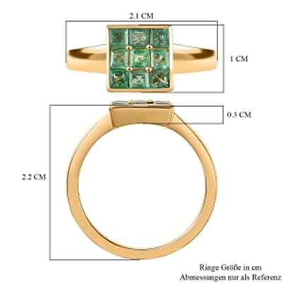 Kagem Zambian Emerald 0.89 ctw Ring in Vermeil Yellow Gold Over Sterling Silver (Size 9)