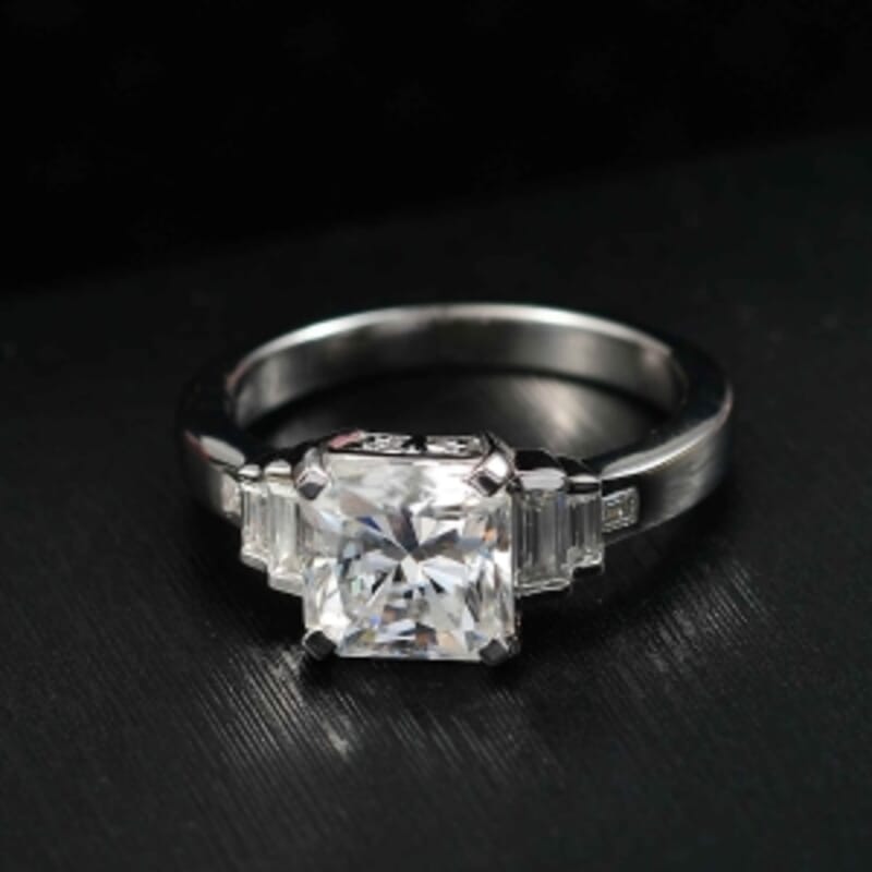 D'Joy Moissanite 3.24 ctw Ring in Rhodium Over Sterling Silver (Size 9.0)
