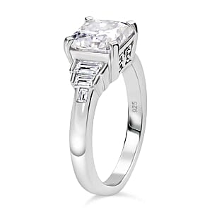 D'Joy Moissanite 3.24 ctw Ring in Rhodium Over Sterling Silver (Size 9.0)