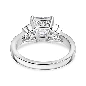 D'Joy Moissanite 3.24 ctw Ring in Rhodium Over Sterling Silver (Size 9.0)