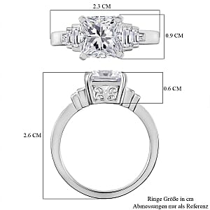 D'Joy Moissanite 3.24 ctw Ring in Rhodium Over Sterling Silver (Size 9.0)