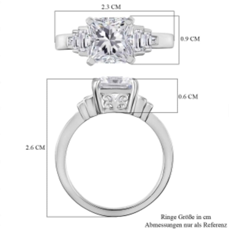 D'Joy Moissanite 3.24 ctw Ring in Rhodium Over Sterling Silver (Size 9.0)