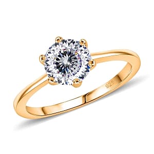 Moissanite 1.26 ctw Ring in Vermeil Yellow Gold Over Sterling Silver (Size 9)