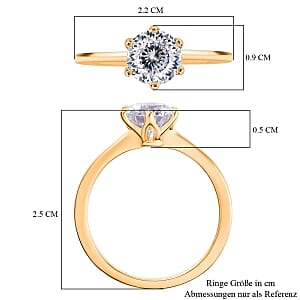 Moissanite 1.26 ctw Ring in Vermeil Yellow Gold Over Sterling Silver (Size 9)