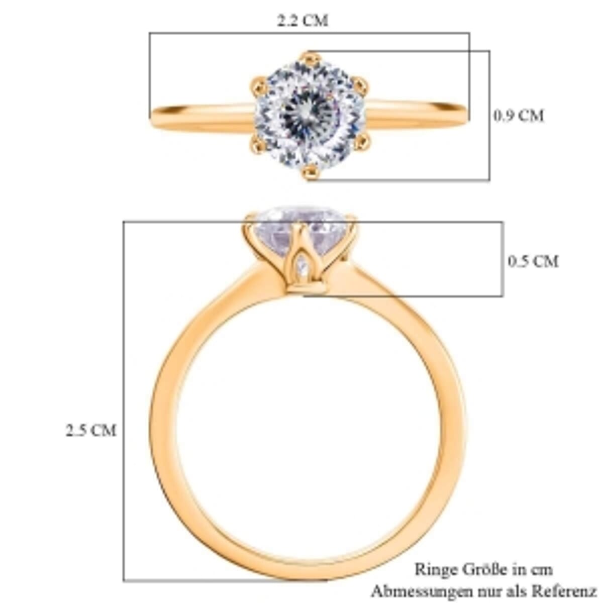 Moissanite 1.26 ctw Ring in Vermeil Yellow Gold Over Sterling Silver (Size 9) image number 6