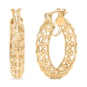 D'Joy Passport to Turkey 18K Vermeil Yellow Gold Over Sterling Silver Hoop Earrings 5.50 Grams