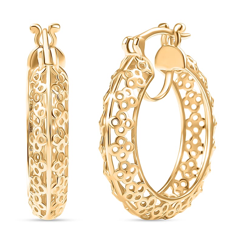 D'Joy Passport to Turkey 18K Vermeil Yellow Gold Over Sterling Silver Hoop Earrings 5.50 Grams