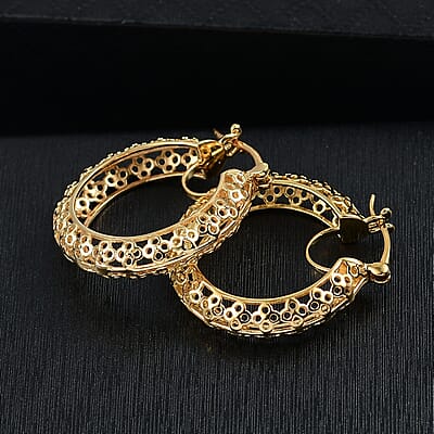D'Joy Passport to Turkey 18K Vermeil Yellow Gold Over Sterling Silver Hoop Earrings 5.50 Grams