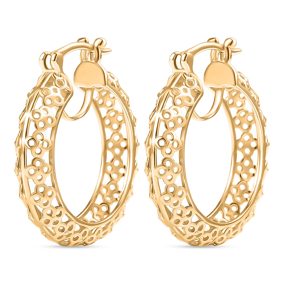 D'Joy Passport to Turkey 18K Vermeil Yellow Gold Over Sterling Silver Hoop Earrings 5.50 Grams