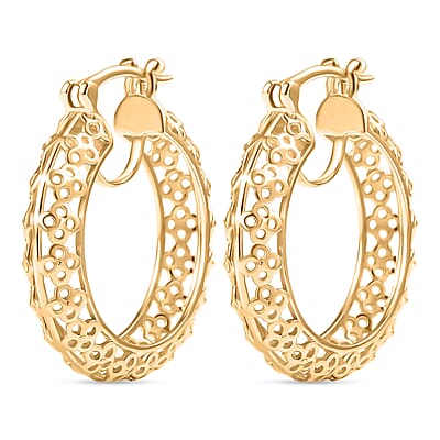 D'Joy Passport to Turkey 18K Vermeil Yellow Gold Over Sterling Silver Hoop Earrings 5.50 Grams