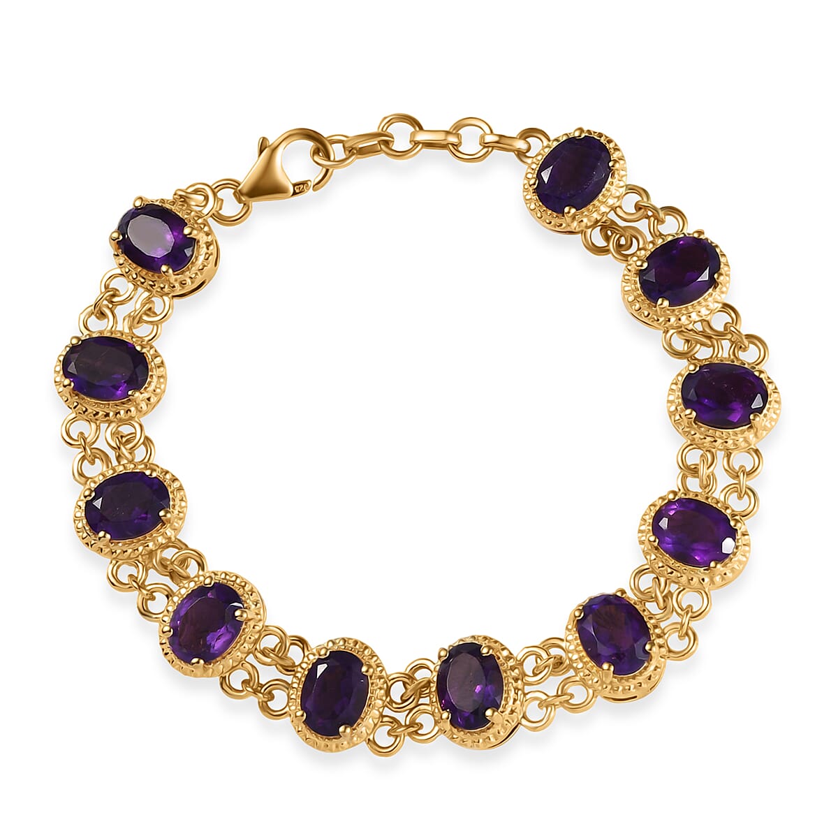 D'Joy African Amethyst 12.60 ctw Bracelet in 18K Vermeil Yellow Gold Over Sterling Silver (7.25 In) image number 0