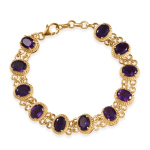 D'Joy African Amethyst 12.60 ctw Bracelet in 18K Vermeil Yellow Gold Over Sterling Silver (7.25 In)