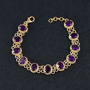 D'Joy African Amethyst 12.60 ctw Bracelet in 18K Vermeil Yellow Gold Over Sterling Silver (7.25 In)