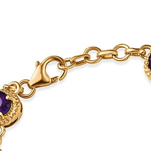D'Joy African Amethyst 12.60 ctw Bracelet in 18K Vermeil Yellow Gold Over Sterling Silver (7.25 In)