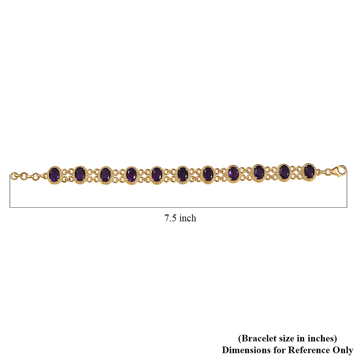 D'Joy African Amethyst 12.60 ctw Bracelet in 18K Vermeil Yellow Gold Over Sterling Silver (7.25 In) image number 4