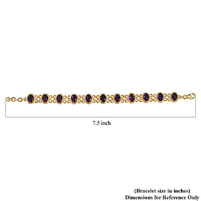 D'Joy African Amethyst 12.60 ctw Bracelet in 18K Vermeil Yellow Gold Over Sterling Silver (7.25 In)