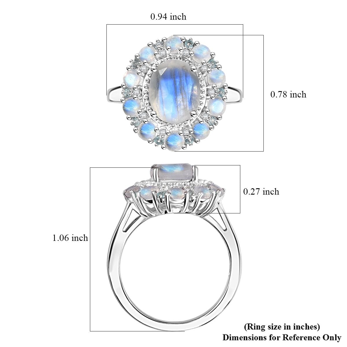 Karis Moon Glow Moonstone and Multi Gemstone 4.00 ctw Celestial Orbit Ring in Platinum Bond (Size 10.0) image number 5