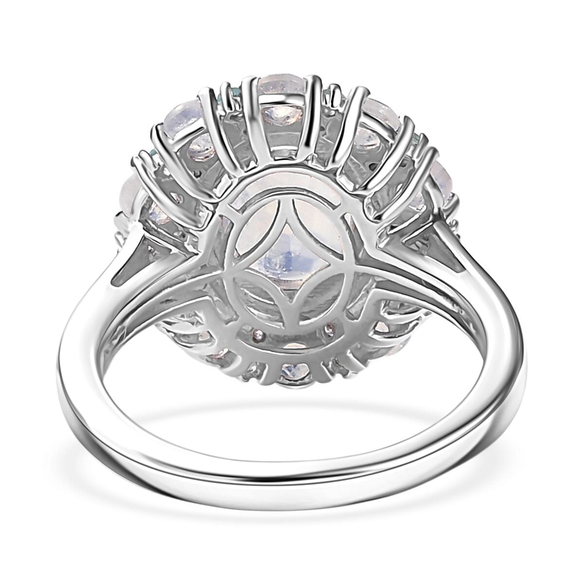 Karis Moon Glow Moonstone and Multi Gemstone 4.00 ctw Celestial Orbit Ring in Platinum Bond (Size 7.0) image number 4