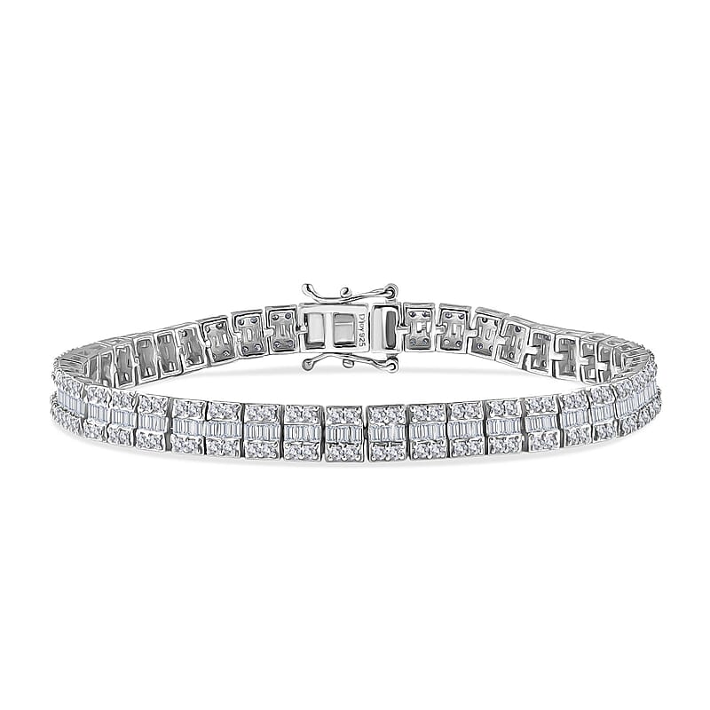 D'Joy Diamond 4.00 ctw Art Deco Bracelet in Rhodium Over Sterling Silver (7.25 In)