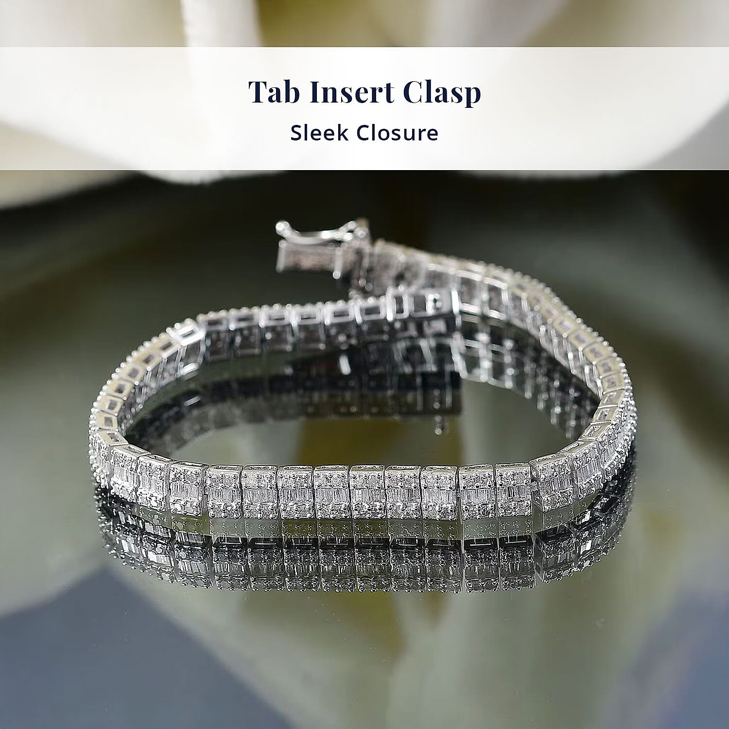 D'Joy Diamond 4.00 ctw Art Deco Bracelet in Rhodium Over Sterling Silver (7.25 In)