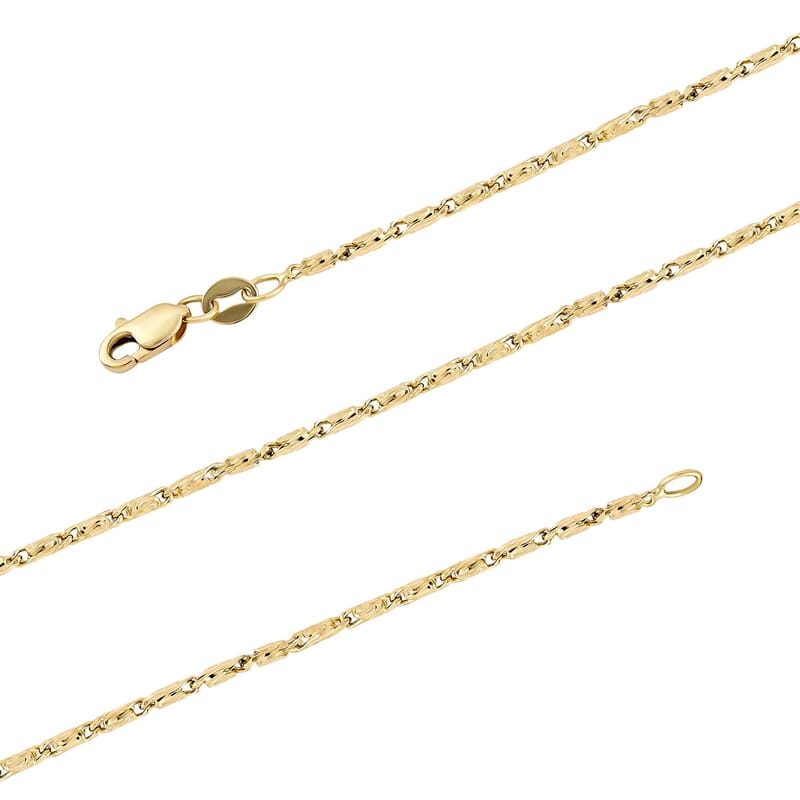 1.55mm Rozo Chain Necklace in 14K Yellow Gold 5.70 Grams 18 Inches