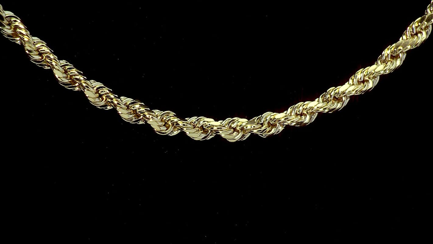 14K Yellow Gold Rope Chain Necklace (20 Inches) (2.5mm, 3.5 Grams)