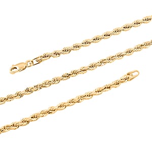 14K Yellow Gold Rope Chain Necklace (20 Inches) (2.5mm, 3.6 Grams)