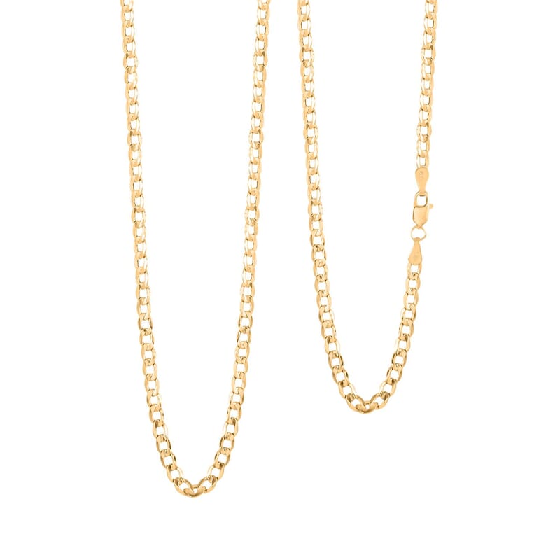 3.5mm Cuban Chain Necklace in 14K Yellow Gold 4.90 Grams 20 Inches