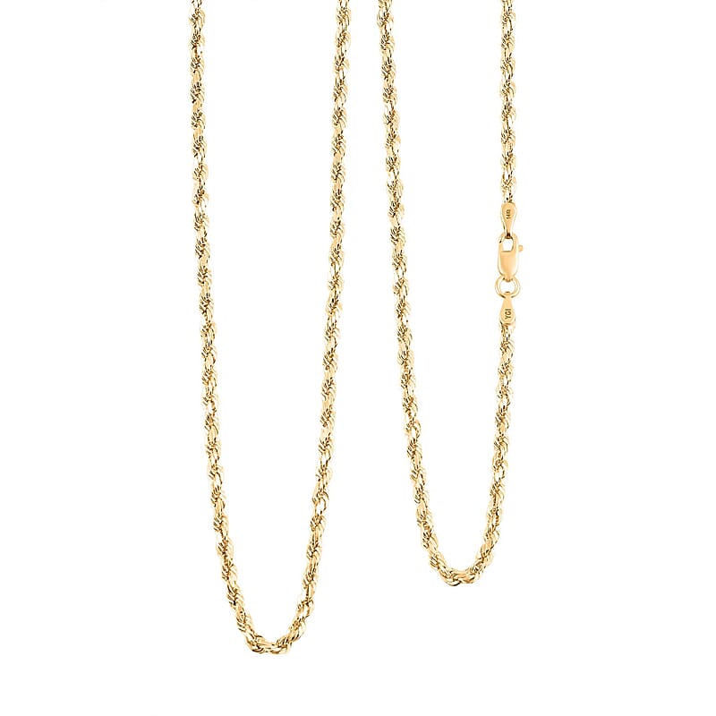 14K Yellow Gold Rope Chain Necklace (22 Inches) (3mm, 3.8 Grams)
