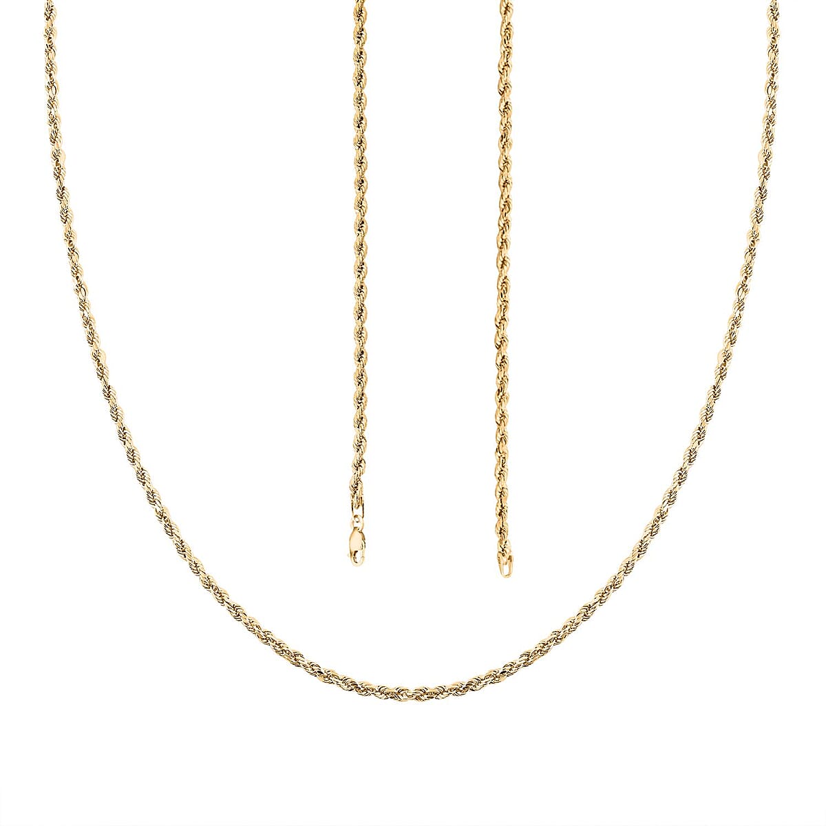 2.5mm Rope Chain Necklace in 14K Yellow Gold 3.70 Grams 22 Inches image number 2
