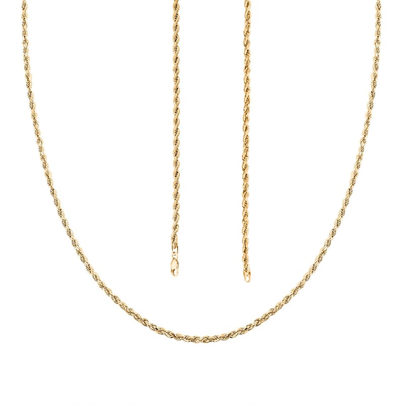 14K Yellow Gold Rope Chain Necklace (22 Inches) (3mm, 3.8 Grams)