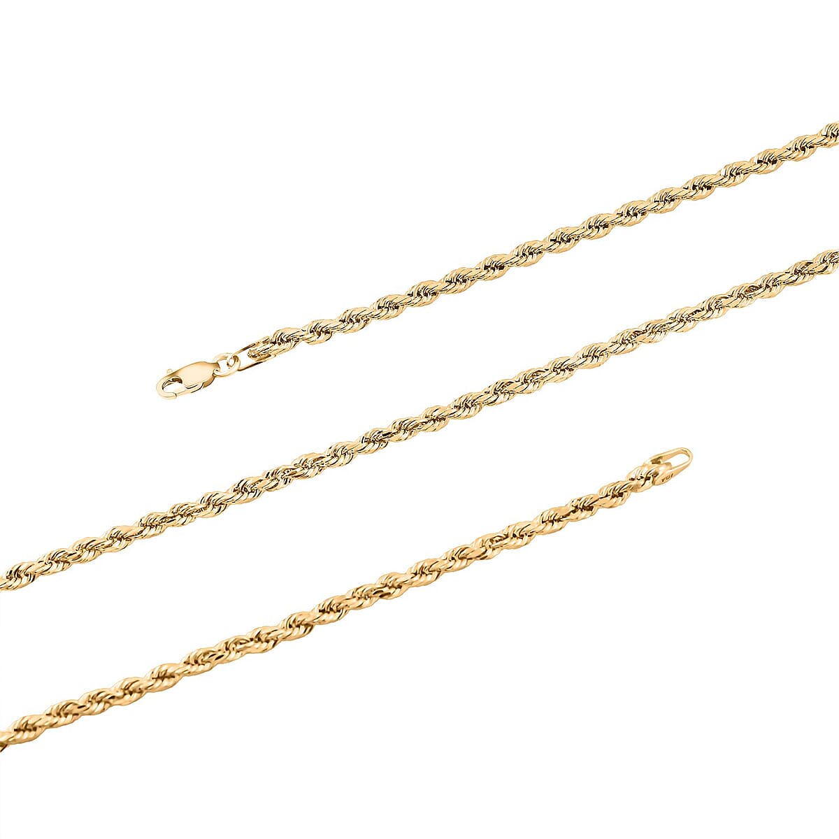 2.5mm Rope Chain Necklace in 14K Yellow Gold 3.70 Grams 22 Inches image number 3