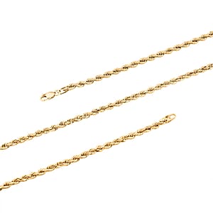14K Yellow Gold Rope Chain Necklace (22 Inches) (3mm, 3.8 Grams)