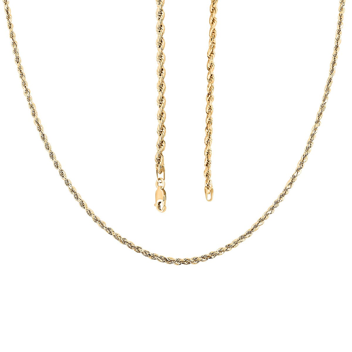 2.5mm Rope Chain Necklace in 14K Yellow Gold 4.10 Grams 24 Inches image number 2