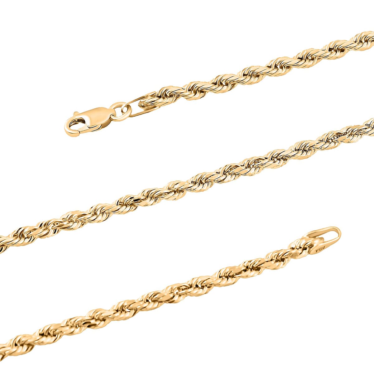 2.5mm Rope Chain Necklace in 14K Yellow Gold 4.10 Grams 24 Inches image number 3
