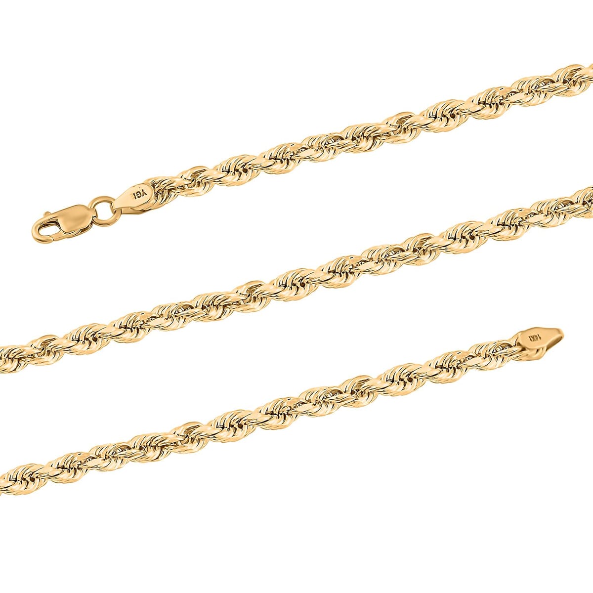 3.5mm Rope Chain Necklace in 14K Yellow Gold 7.90 Grams 24 Inches image number 3