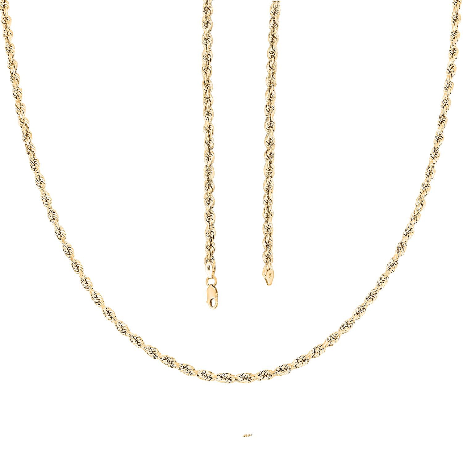 3.5mm Rope Chain Necklace in 14K Yellow Gold 8.60 Grams 26 Inches
