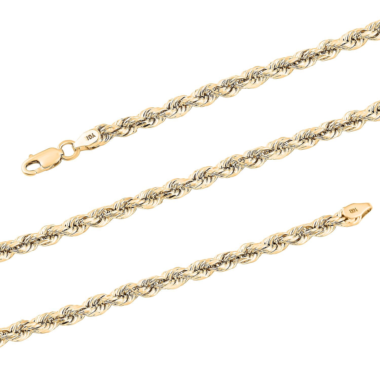 3.5mm Rope Chain Necklace in 14K Yellow Gold 8.60 Grams 26 Inches