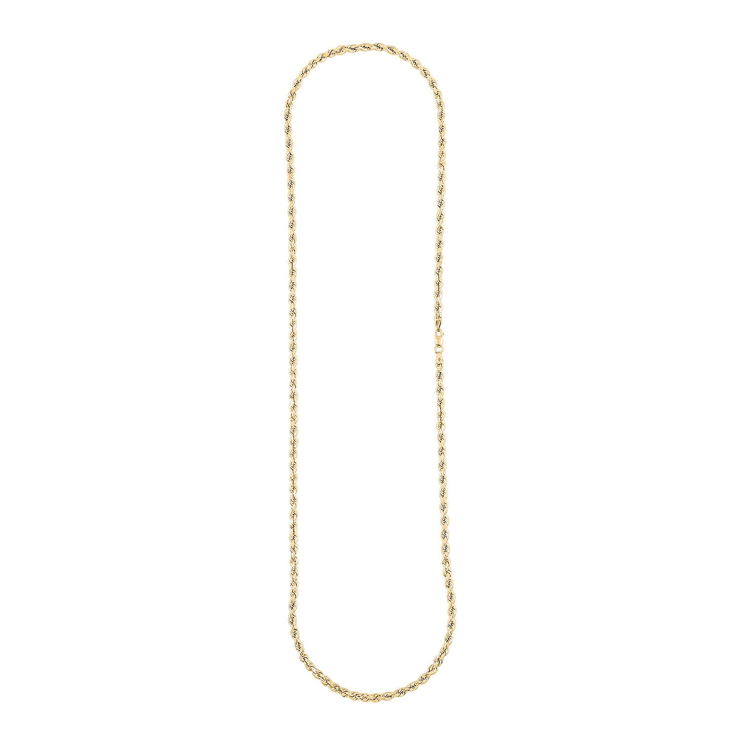 3.5mm Rope Chain Necklace in 14K Yellow Gold 8.60 Grams 26 Inches