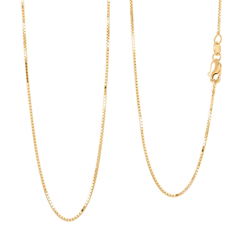 0.50mm Box Chain Necklace in 18K Yellow Gold 18 Inches 2.5 Grams
