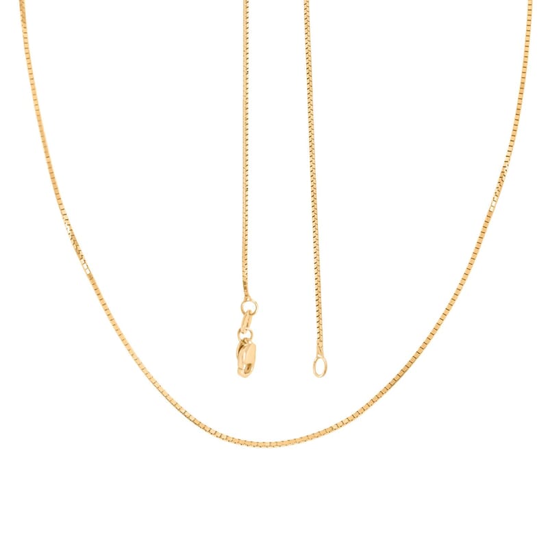 0.50mm Box Chain Necklace in 18K Yellow Gold 18 Inches 2.5 Grams