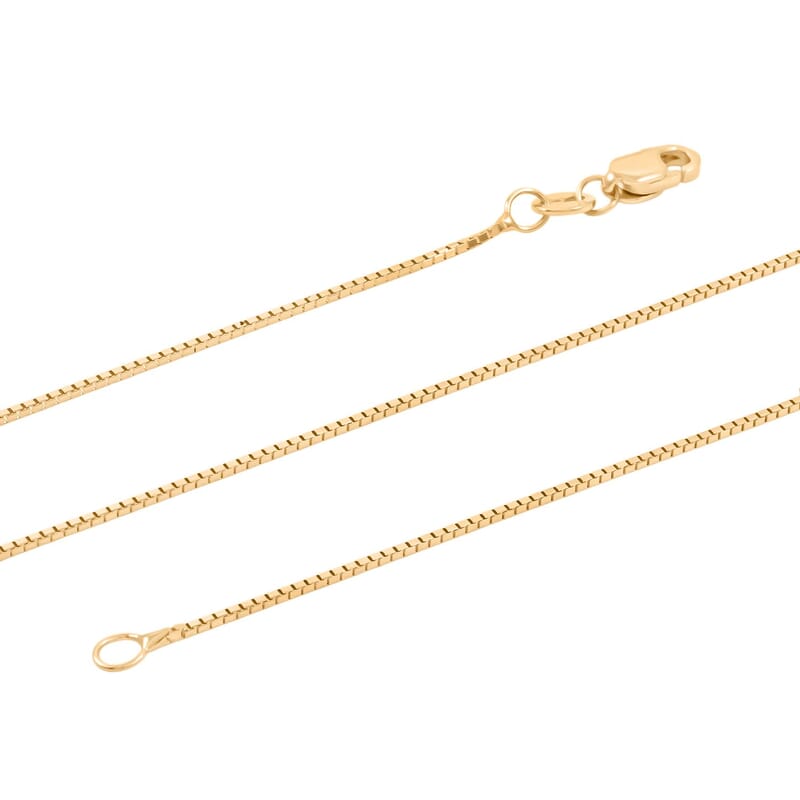 0.50mm Box Chain Necklace in 18K Yellow Gold 18 Inches 2.5 Grams