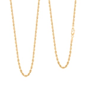 3mm Rope Chain Necklace in 18K Yellow Gold 18 Inches 4 Grams