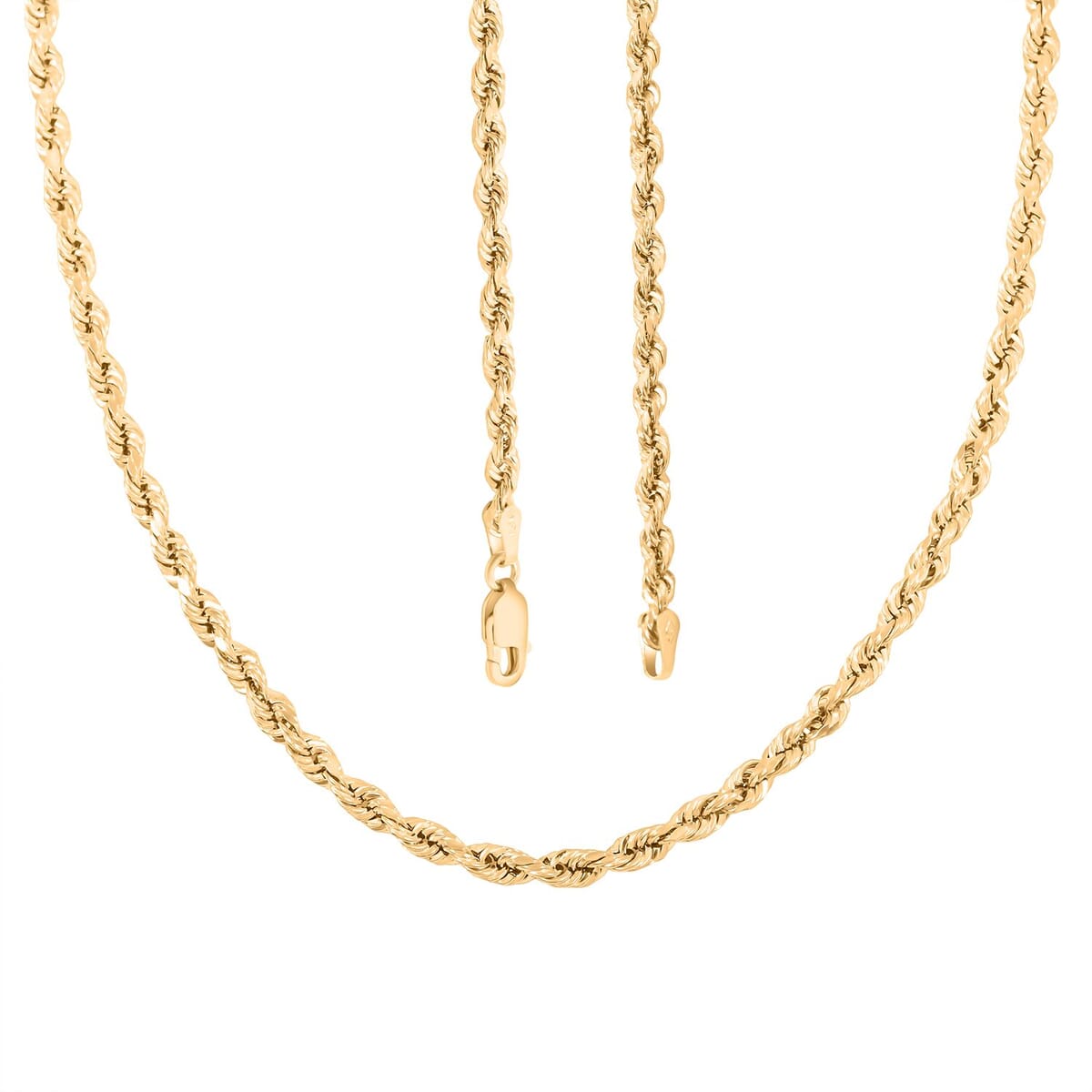 3mm Rope Chain Necklace in 18K Yellow Gold 18 Inches 4 Grams image number 2